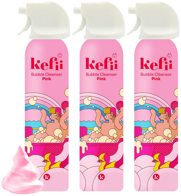 케피 유아 버블클렌저 핑크(딸기향), 200ml, 3개