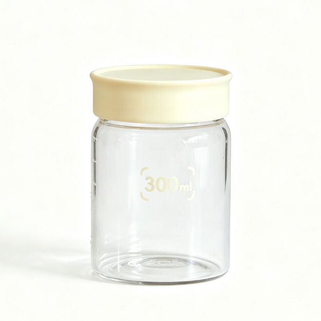 WHH 내열유리 미니 유리병 유리 물병 눈금유리병, 2개, 300ml, 노랑