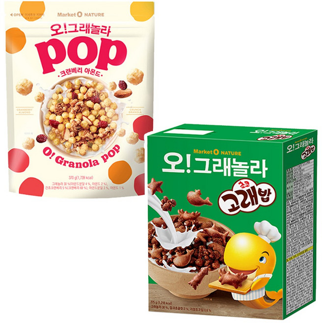 오!그래놀라 초코고래밥 크랜베리 2가지맛 각1개씩 (총2개), 1개, 370g