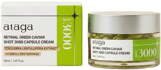 아타가 그린 캐비어 크림 ATAGA 레티날 그린캐비어샷 3000 캡슐 모공크림, 1개, 50ml - 쿠팡
