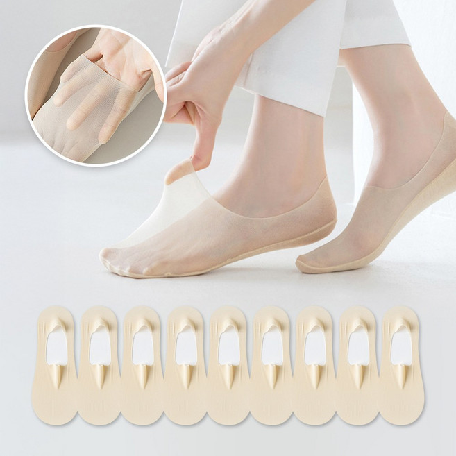 실키메쉬 고탄력 아이스덧신 벗겨짐방지 페이크삭스 (총 9켤레세트)