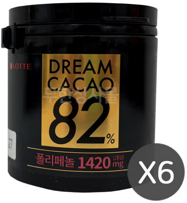 롯데 드림카카오 82% 과자 간식 다크 초코 초콜릿 초코볼 발렌타인데이, 86g, 6개