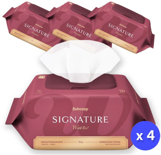 베베숲 시그니처 위드레드 영유아물티슈 캡형, 80g, 4개