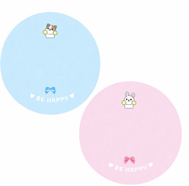 선물 포장 원형 메모 스티커 어린이집 답례품 단체 어린이 생일 축하 유치원 60매 (핑크30 블루30)