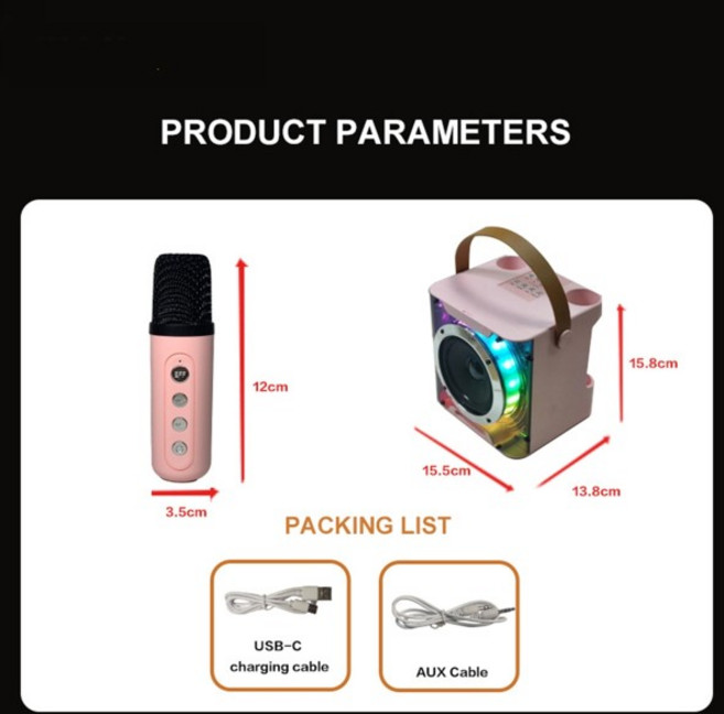 IIJJ-고출력 가라오케 블루투스 스피커 음악 리듬 라이트 스테레오 서라운드 무선 서브우퍼(듀얼 마이크 포