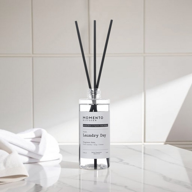 모멘토 실내디퓨저 천연 실내방향제 리필 타입 (스틱포함), 런드리데이, 200ml, 1개