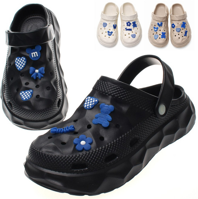 슬리퍼 블루베어 무중력 쿠션 남성 여성 경량 논슬립 크록 아쿠아슈즈 스텝 샌들 키높이 커플