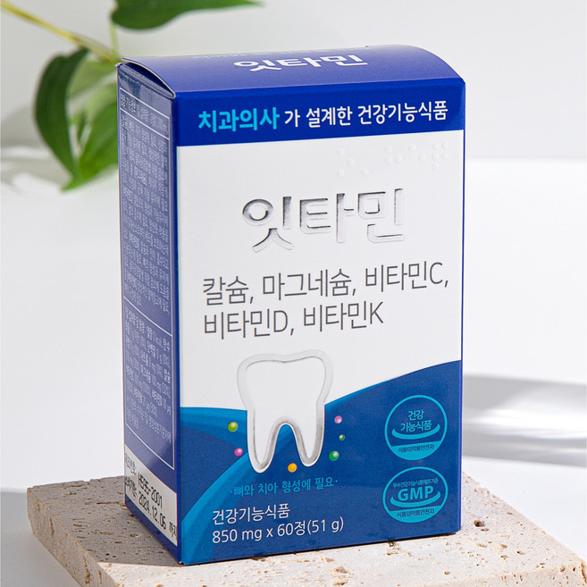잇타민 치과의사 설계 건강기능식품 뼈 치아 형성 에 필요한 칼슘 마그네슘 비타민 C D K, 24개, 60정