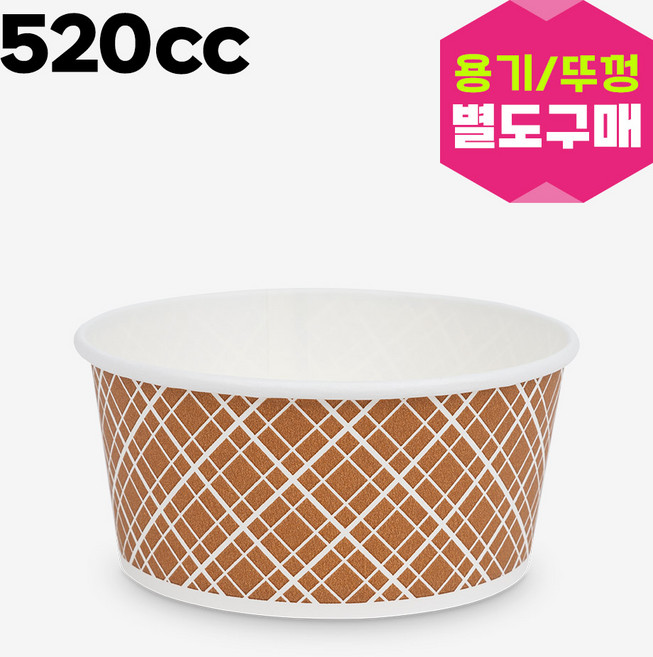 나우스팩 520cc 체크무늬 종이용기 (1000개) - 뚜껑별도 일회용기, 1개, 1000개
