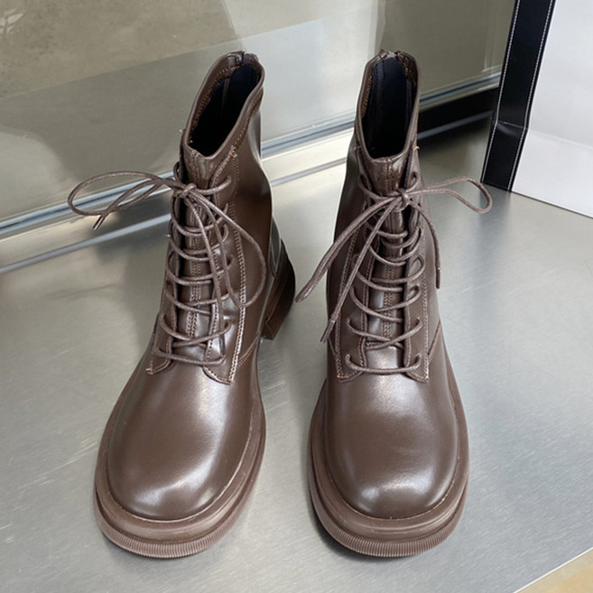 라블 여성 발편한 레이스업 숏 워커 4.5cm 굽