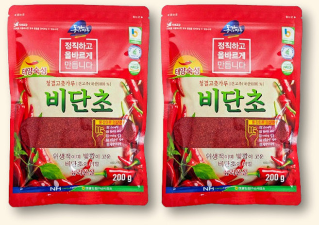 영월농협 직송 동강마루 태양 고춧가루 비단초 25년산, 200g, 2개