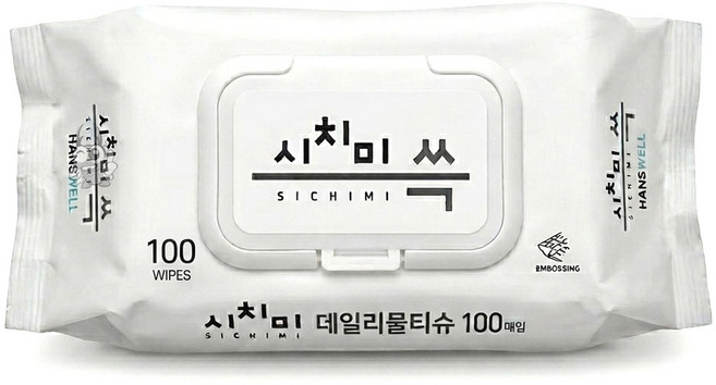 시치미 쓱 데일리 물티슈 캡형, 50g, 100개입, 4개