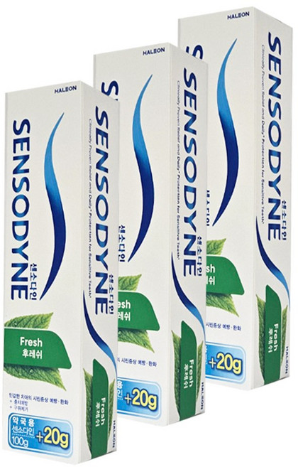 센소다인 독일 후레쉬 대용량 120g 3개 시린이 미백 좋은 치약 예방