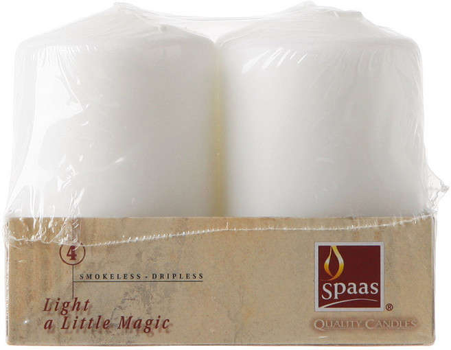 실린더 양초 5x8Cm 4개 SPAAS 하양(흰색), 03 흰색, 107g