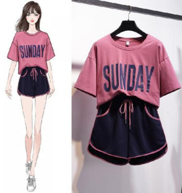 뉴욕멋쟁이 국내배송 선데이 반팔 트레이닝세트 여성 상하의세트