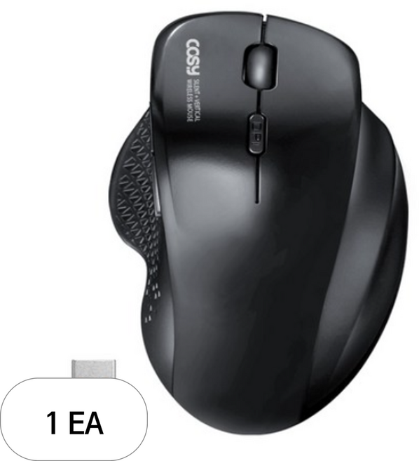 코시 무소음 세미 버티컬 무선마우스 M4059WL, 블랙, 1세트