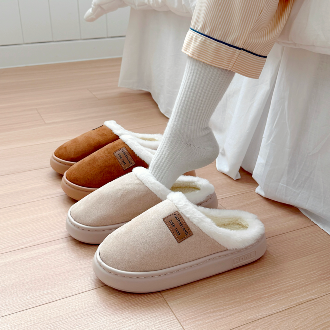 로렌드 여성 겨울 따뜻한 내피 털 실내화 가벼운 거실화 슬리퍼