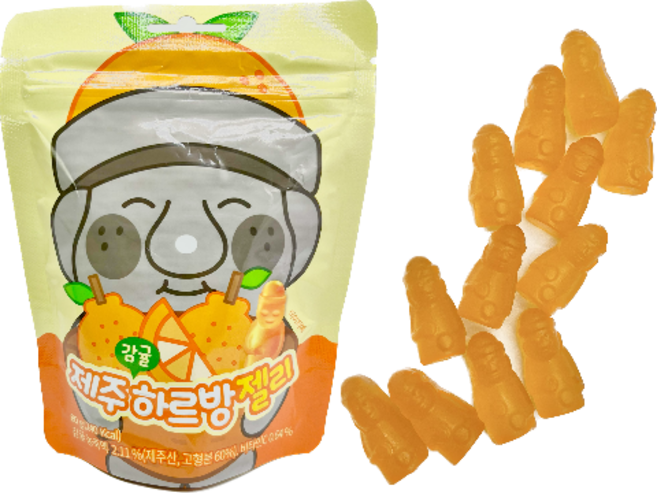 제주 감귤 하르방 젤리 지퍼백포장 여행선물 기념품 아이간식 새콤달콤 제리, 80g, 1개