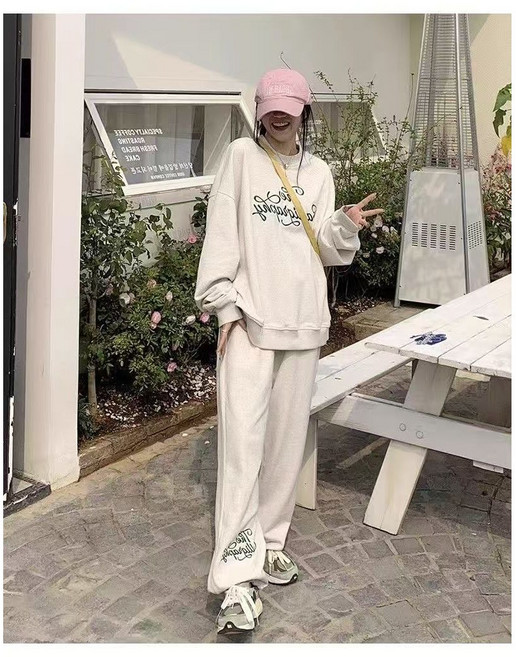 ANYOU 여자셋업 가을/겨울 상의+바지 오버핏맨투맨 트레이닝세트