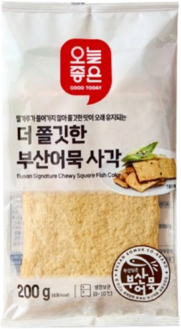 오늘좋은 더 쫄깃한 부산어묵 사각, 단품, 200g, 1개