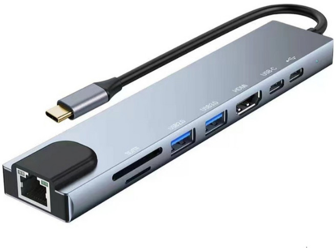 Songwin 八合一多功能集線器 UTO-380 網路擴充 pd100w HDMI Type-C SD TF RJ45, 1個
