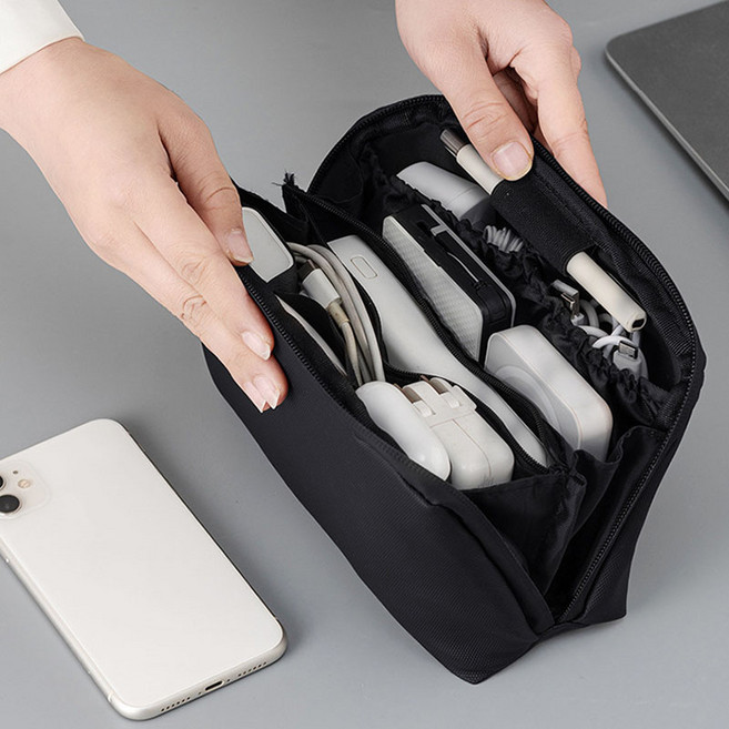 블린코 깔끔보관 코팅 디지털파우치, 1개, 블랙