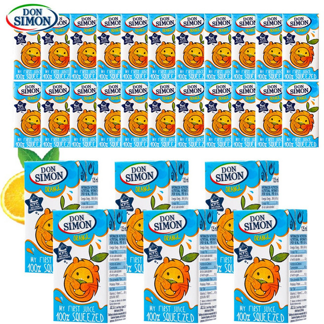 예이니식품 돈시몬 착즙 오렌지 주스 28개(125mlx28개) 어린이음료수생과일, 125ml, 28개