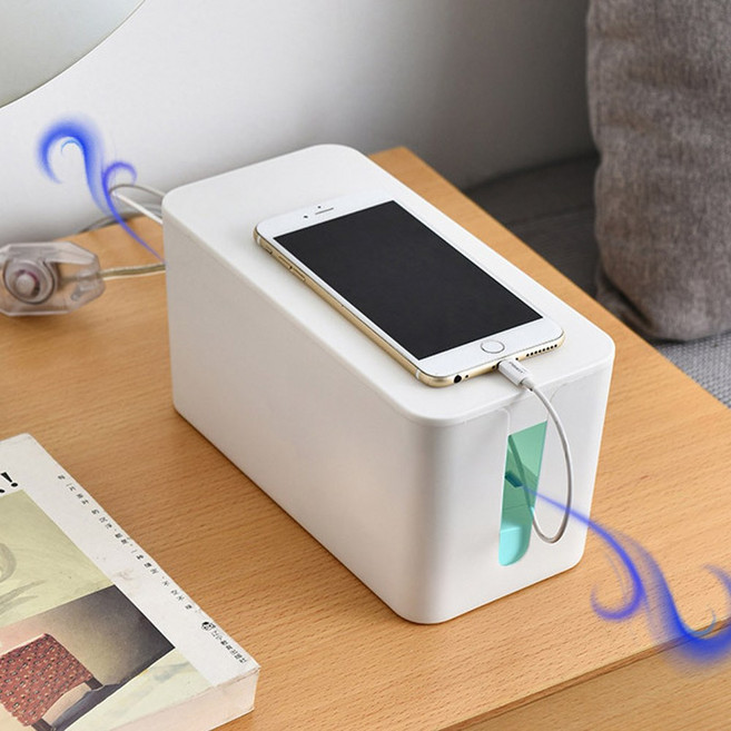 현데코 멀티탭정리함 플러그 콘센트 선정리 보관함, 1개, 블랙