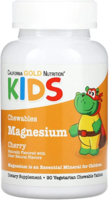 캘리포니아골드 뉴트리션 어린이용 츄어블 마그네슘 체리 맛 베지 정제 90정, 상품, 1개 - 쿠팡