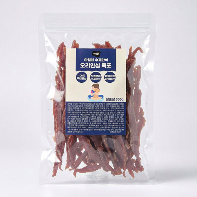 아침애 대용량 강아지 수제간식, 1개, 대용량 오리안심 육포