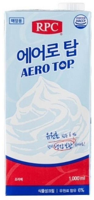 리치코리아 에어로탑 식물성 가당 휘핑크림 1L, 6개