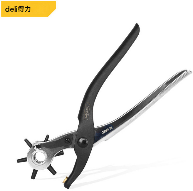 得力工具DL1919C光柄打孔鉗皮帶打孔器腰帶錶帶手錶皮革打洞機, 1個