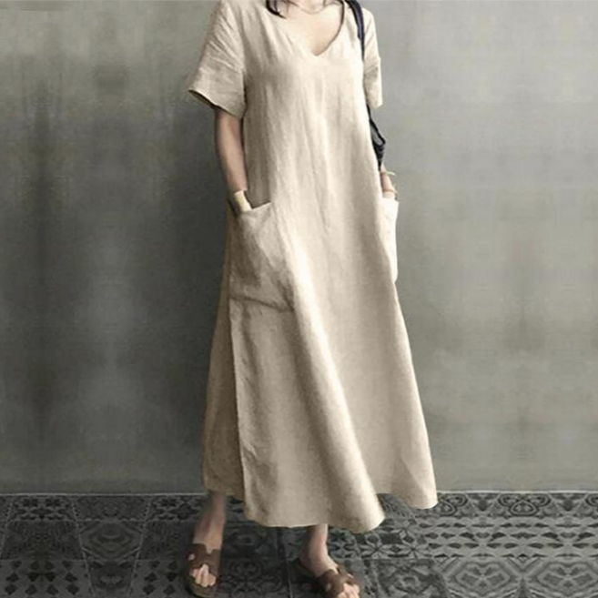 레이디 매직(lady magic) 빅사이즈 브이넥 롱원피스