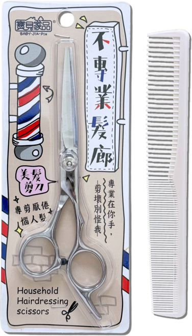 寶貝家品 專業不鏽鋼美髮剪刀組 附梳子, 1個, 銀色
