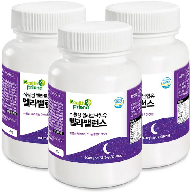 헬스프랜드 식물성 멜라토닌 함유 멜라밸런스 36g, 3개, 60정