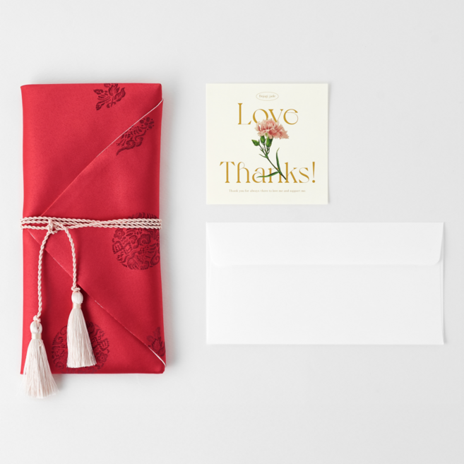 우아한 명절 용돈 봉투 예단봉투 보자기봉투, 레드, 1개