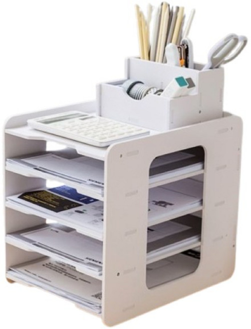 디모어 멀티 책상정리 A4 서류정리 수납함 세로형, 5단, 화이트