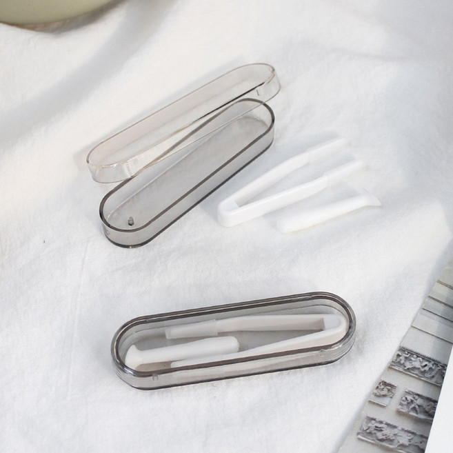 렌즈 착용 보조 도구 집게&봉 휴대용 위생 관리 세트 2개