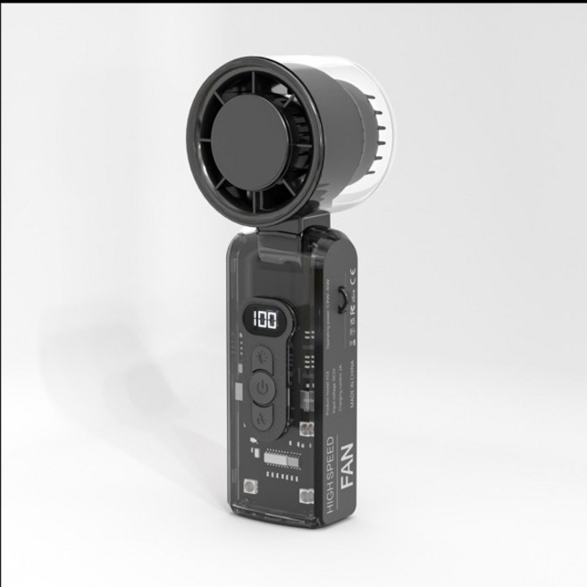 2025 미니 고풍량 휴대용 선풍기 투명 메카풍 고속 냉각 아이스팩 팬 휴대용 USB 충전식 선풍기, [06] black  B1