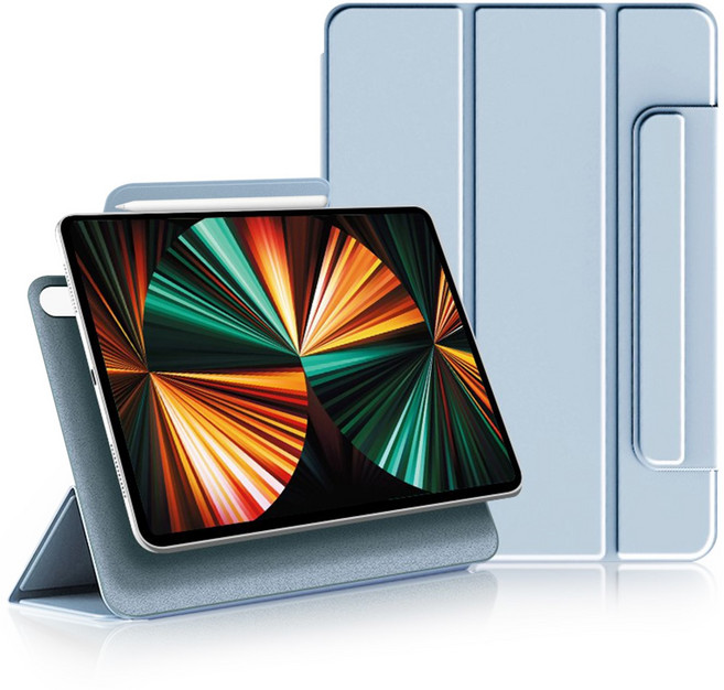 원더글라스 마그네틱 폴리오 스마트커버 애플펜슬 수납 아이패드 케이스, 스카이 블루