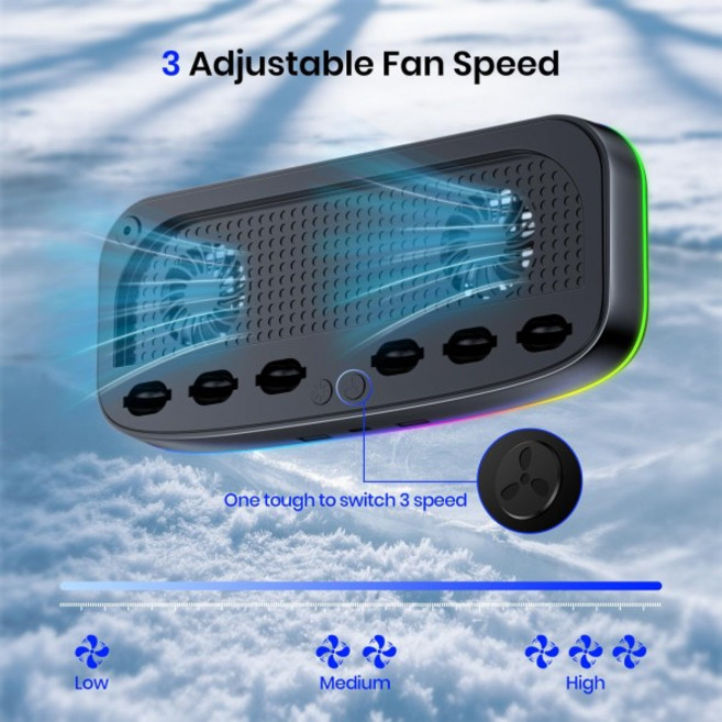 NEWDERY 닌텐도 스위치 2 독용 쿨링 팬 RGB 라이트 모드 게임 카드 슬롯 6개 및 USB 포트 포함 콘솔 스탠드