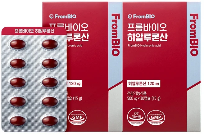 프롬바이오 히알루론산 1일 섭취량 100% 저분자 피시콜라겐 비오틴 효모추출물 비타민 피부보습에 도움, 30정, 2박스 - 쿠팡