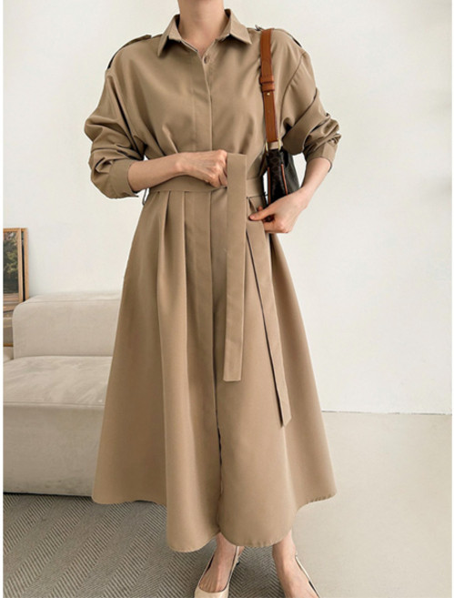 마이쏭 여성 빅사이즈 루즈핏 체형커버 오피스룩 임부복 마크투웨이롱셔츠원피스