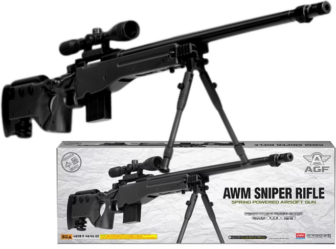 아카데미과학 AWM 성인용 저격총 BB탄총 배그 블랙 에땁, 1개