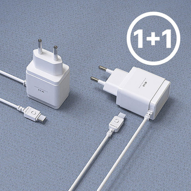 1+1 엑티몬 QC 3.0 고속 일체형 C타입 충전기 과전류방지 군대충전기 휴대용, 2개, 단품