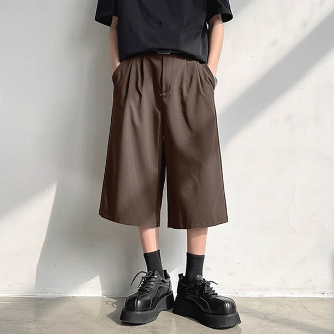 캐주얼 투턱 7부 와이드 슬랙스 반바지 MP2526