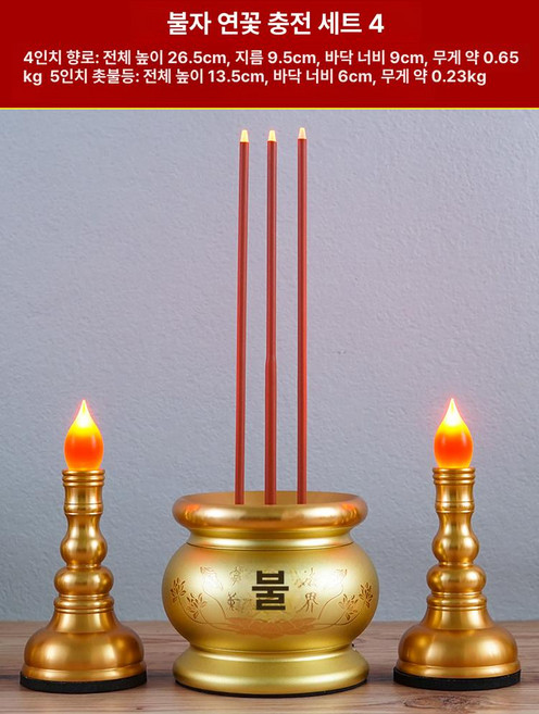 전자 불교 장식품 불당 장식용 가정용 LED 전자향로, 1개, 기본 색상