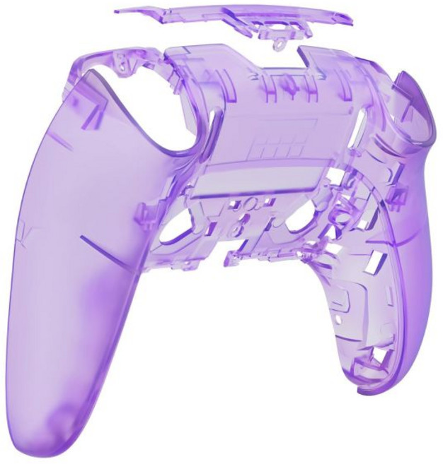PS5 Edge 컨트롤러와 호환되는 eXtremeRate 커스텀 백 플레이트 하단 셸 에메랄드 그린 DIY 교체 셸 커버, Clear Atomic Purple, 2) Clear Atomic Purple