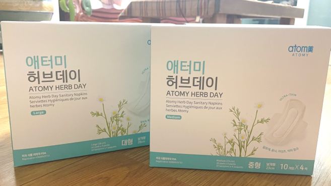 애터미 허브데이 날개형 생리대, 대형, 10개입, 4개