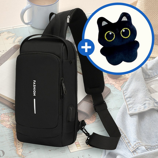 백스 슬링백 힙색 잠금방수 USB충전 도난방지 가방